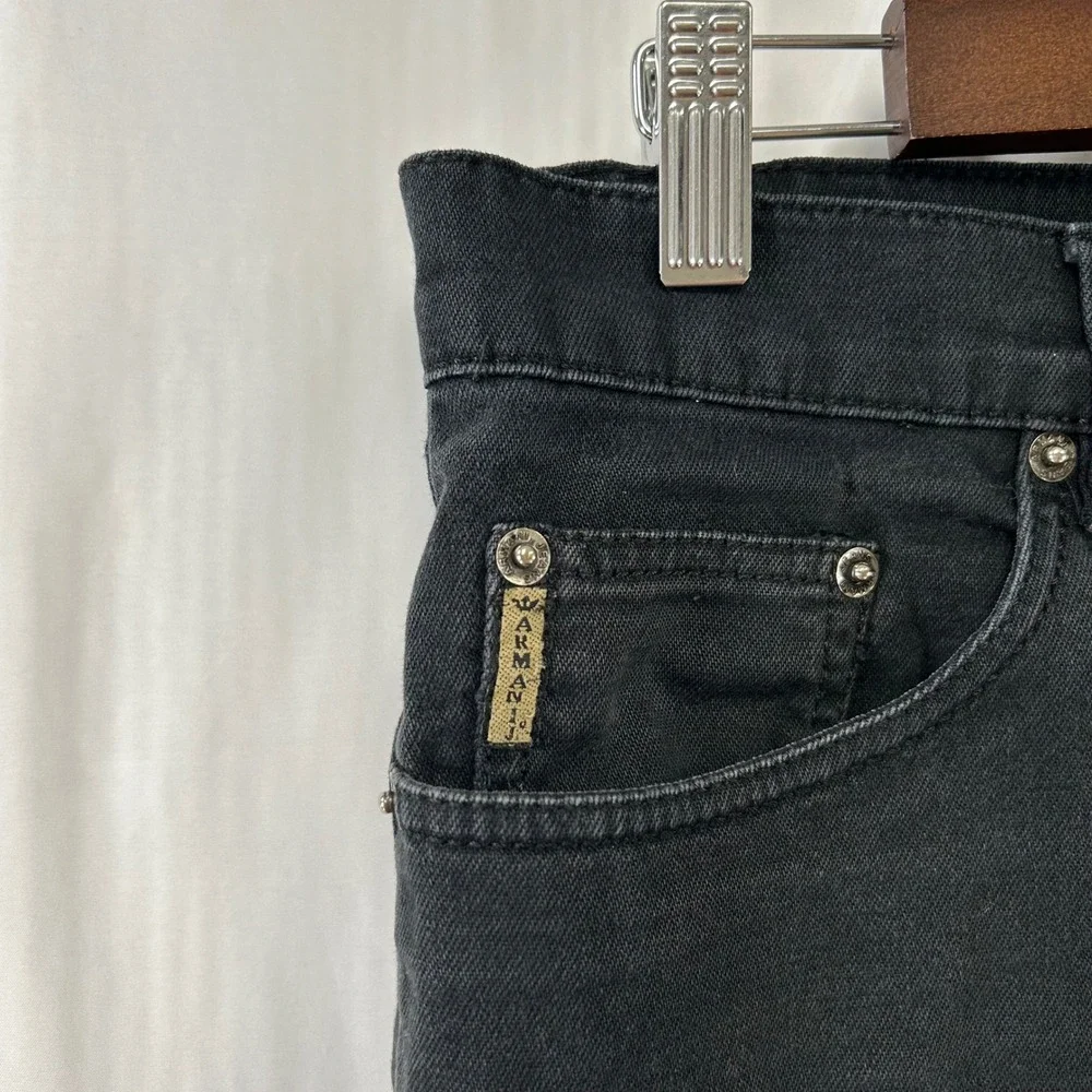 Armani Jeans Straight Leg Denim Mens 31x27 Black Made in Italy Eagle Logo